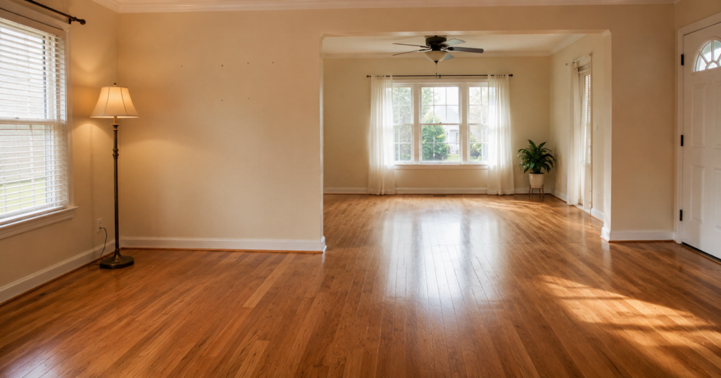 estate cleanout Memphis -- peaceful cleared family home living room after Fuzzy's Junk Removal