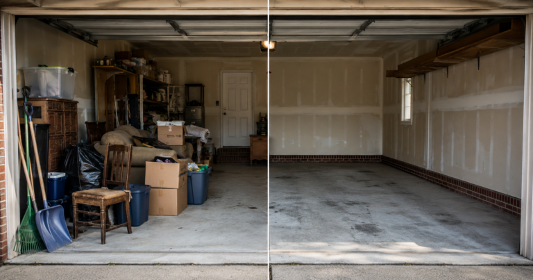 junk removal Memphis -- before and after garage cleanout by Fuzzy's Junk Removal