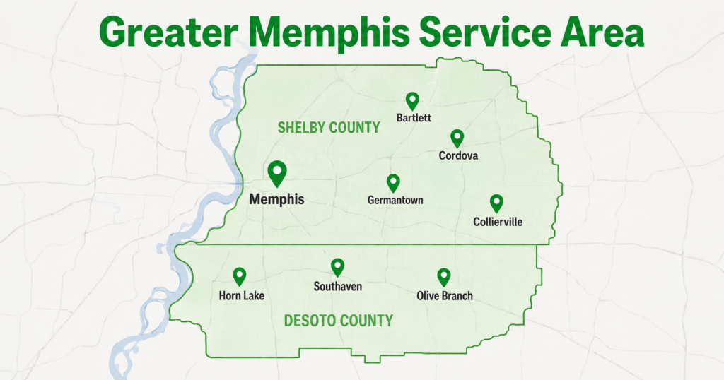 junk removal Memphis service area -- Greater Memphis metro including Germantown Collierville Bartlett