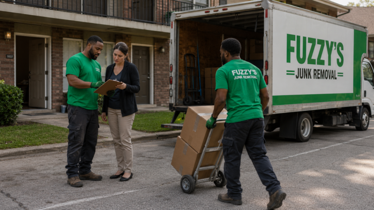property operations partner Memphis, Fuzzy's crew carrying a loveseat out of a vacant apartment unit